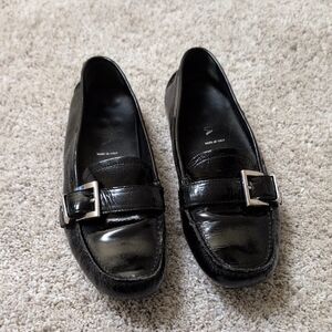 Prada Black Leather Loafers 36.5 Authentic